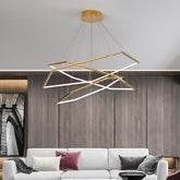 HEIKESZ Post-Modern Geometric Designer Golden Mirror Hexagonal Chandelier Luxury Stainless Steel Industrial Style Warm Light for Living Room Bedroom Ceiling Lighting