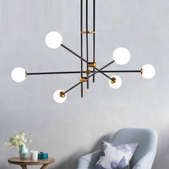HEIKESZ 2023 Modern Line Chandelier Nordic Glass Ball Droplight for Dining Room Living Room Bar Study Model Room