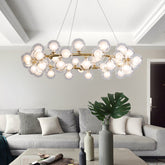HEIKESZ Nordic Modern Minimalist Magic Bean Glass Bubble Ball Chandelier Warm Lighting for Living Room Bedroom Dining Room Ceiling Lamps