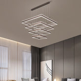 HEIKESZ Modern Aluminum Chandelier for Living Room Bedroom Restaurant Warm Light Creative Rectangular Ceiling Lamp