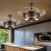 HEIKESZ Retro Industrial Ceiling Fan Light 42 Inch Nordic Style Remote Control Iron Art for Study Restaurant