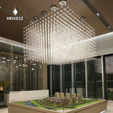 HEIKESZ Starry Cubic Chandelier Luxury Large Light Cube for Living Room Hotel Lobby Restaurant Custom Lighting Sky Lamp Starry Sky Design