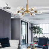 HEIKESZ American Living Room Chandelier Creative Magic Bean Glass Lamp for Bedroom Dining Room Hotel Designer Model